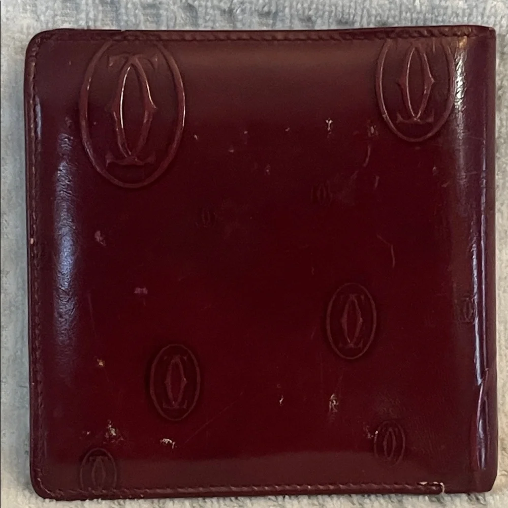 Cartier Bifold Wallet Happy Birthday Bordeaux Patent Leather